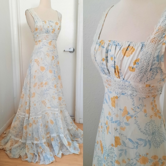 Gunne Sax Dresses & Skirts - Vintage Gunne Sax Dress Floral Blue Sz XS